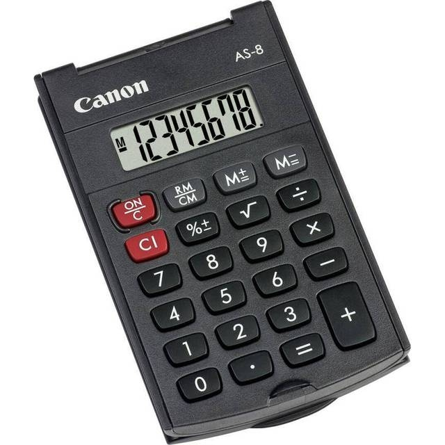 Canon - Eenvoudige handheld zakrekenmachine met duurzame klapdeksel - Zwart (AS-8) in de groep HUISHOUDEN & TUIN / Kantoormateriaal / Op het bureau bij TP E-commerce Nordic AB (C97622)