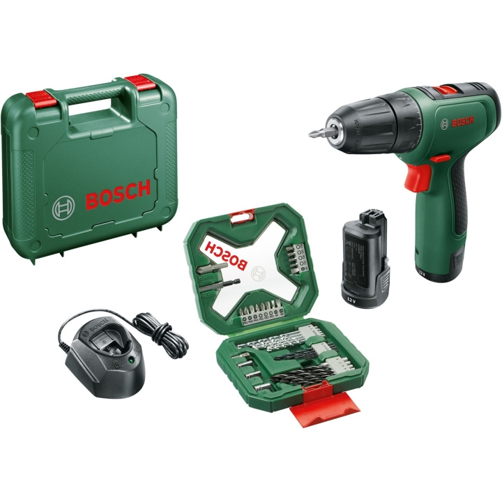 Bosch accuboormachine EasyDrill 1200 + 34-delige bits- en boorset (2x Li-ion accu 1,5Ah, koffer) in de groep HUISHOUDEN & TUIN / Gereedschap / Boormachines bij TP E-commerce Nordic AB (C98119)