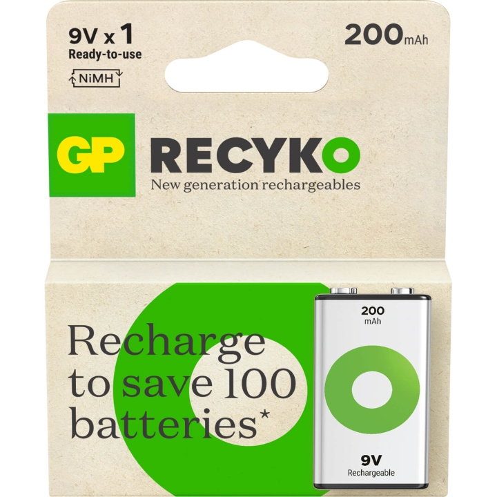 GP Batteri Recyko NiMH 9V 200mAh 1-Pack in de groep HOME ELECTRONICS / Batterijen & Opladers / Batterijen bij TP E-commerce Nordic AB (C99554)