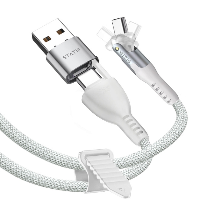 STATIK Kabel PowerPivot Pro Nylonflätad USB-C Till USB-C Vit 1m in de groep COMPUTERS & RANDAPPARATUUR / Computerkabels / USB / USB-C bij TP E-commerce Nordic AB (C99563)