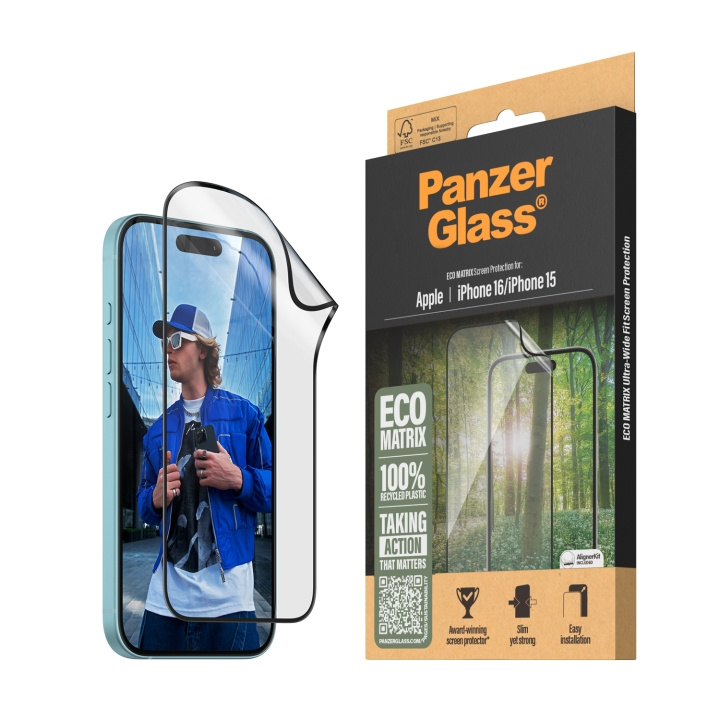 PanzerGlass Screen Protection MATRIX - iPhone 16 - Ultra Wide Fit in de groep SMARTPHONE & TABLETS / Mobielbescherming / Apple / iPhone 16 bij TP E-commerce Nordic AB (D00485)