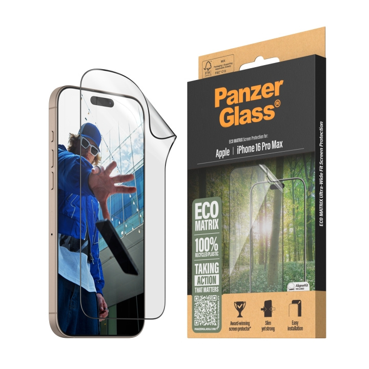 PanzerGlass Screen Protection MATRIX - iPhone 16 Pro Max - ultra brede pasvorm in de groep SMARTPHONE & TABLETS / Mobielbescherming / Apple / iPhone 16 bij TP E-commerce Nordic AB (D00488)