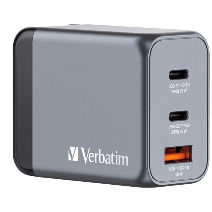 Verbatim - GNC-65 GaN-oplader 3-poorts 65W USB-A/USB-C in de groep SMARTPHONE & TABLETS / Opladers & Kabels / Wandoplader / Wandoplader Type C bij TP E-commerce Nordic AB (D00564)