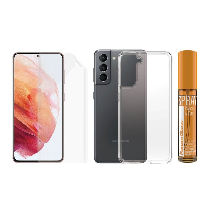 PanzerGlass Galaxy S21 Hygiene Pack (TPU, ClearCase, 30 ml spray) in de groep SMARTPHONE & TABLETS / Mobielbescherming / Samsung bij TP E-commerce Nordic AB (D00788)