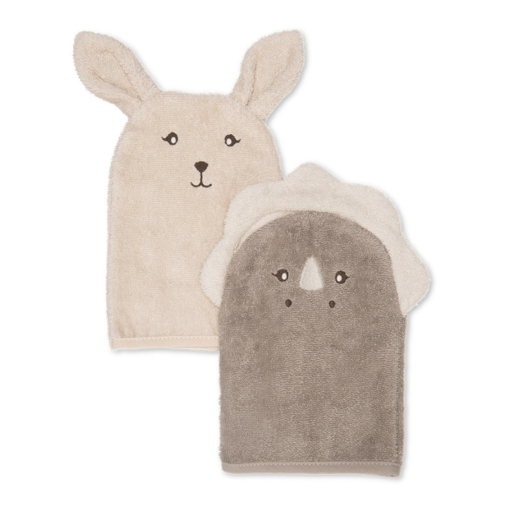 That\'s Mine Michi Wash Cloth 2 pcs Bunny & Dino in de groep SPEELGOED, KINDER- & BABYPRODUCTEN / Kindertextiel / Badaccessoires bij TP E-commerce Nordic AB (D01385)