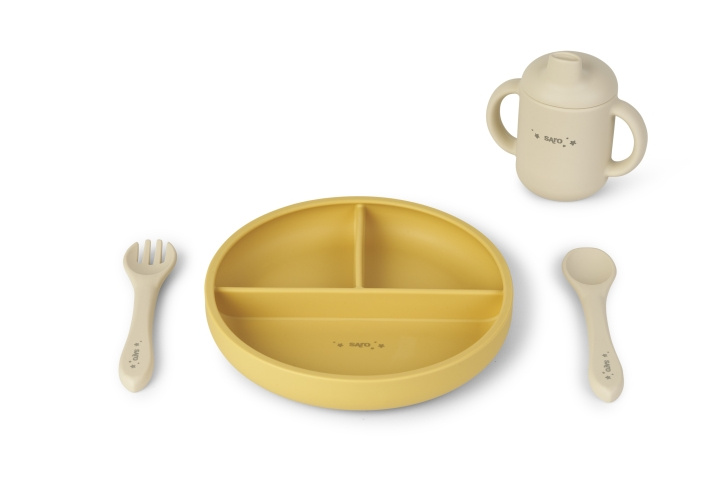 SARO Baby Food and Fun Silicone Feeding Set - Mustard (SAO17602) in de groep SPEELGOED, KINDER- & BABYPRODUCTEN / Eten & Drinken / Kinderservies bij TP E-commerce Nordic AB (D01598)