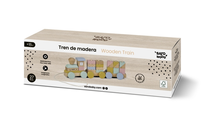 SARO Baby SARO - Wooden Stack Train (SAO3341) in de groep SPEELGOED, KINDER- & BABYPRODUCTEN / Speelgoed / Speelgoedauto\'s bij TP E-commerce Nordic AB (D01618)