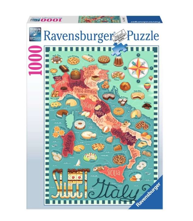 Ravensburger Puzzel Kaart van Italië - Sweet 1000p (12001237) in de groep SPORT, VRIJE TIJD & HOBBY / Hobby / Puzzel bij TP E-commerce Nordic AB (D01730)