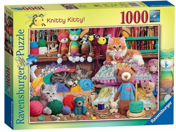 Ravensburger Puzzel - Knitty Kitty, 1000 stukjes (12000102) in de groep SPORT, VRIJE TIJD & HOBBY / Hobby / Puzzel bij TP E-commerce Nordic AB (D01742)