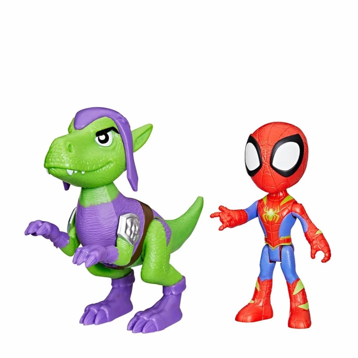 Spidey and His Amazing Friends Hero Dino Webs - Spidey & Goblin Raptor Actie in de groep SPEELGOED, KINDER- & BABYPRODUCTEN / Speelgoed / Figuren, Miniaturen & accessoires bij TP E-commerce Nordic AB (D02296)