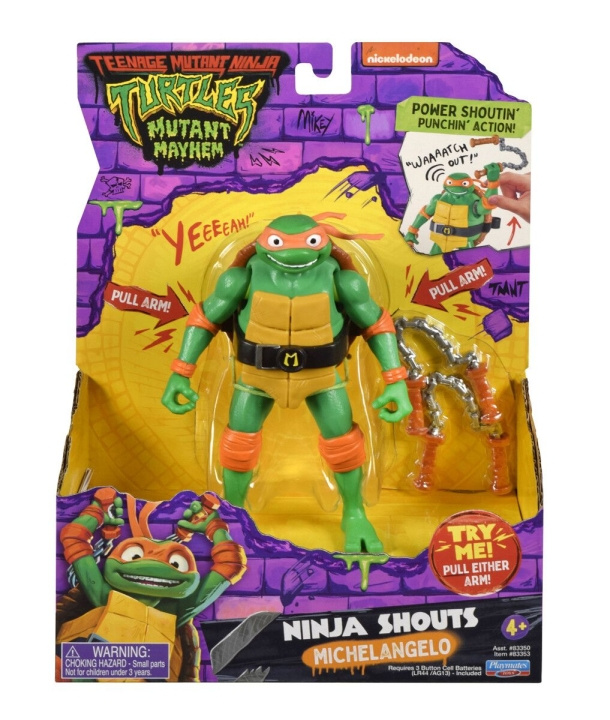 Teenage Mutant Ninja Turtles Turtles Mutant Mayhem - Power Sounds 14cm - Michelangelo in de groep SPEELGOED, KINDER- & BABYPRODUCTEN / Speelgoed / Figuren, Miniaturen & accessoires bij TP E-commerce Nordic AB (D02525)