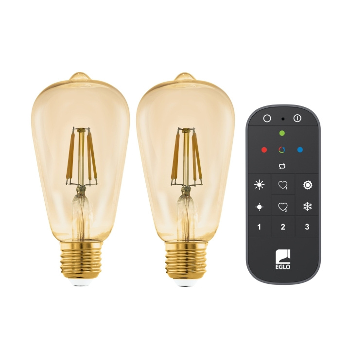 Eglo Set van 2x E27 ST64 amber, afstandsbediening - Warm wit - Zigbee, Bluetooth in de groep HUISHOUDEN & TUIN / Smart home / Slimme verlichting bij TP E-commerce Nordic AB (D04195)