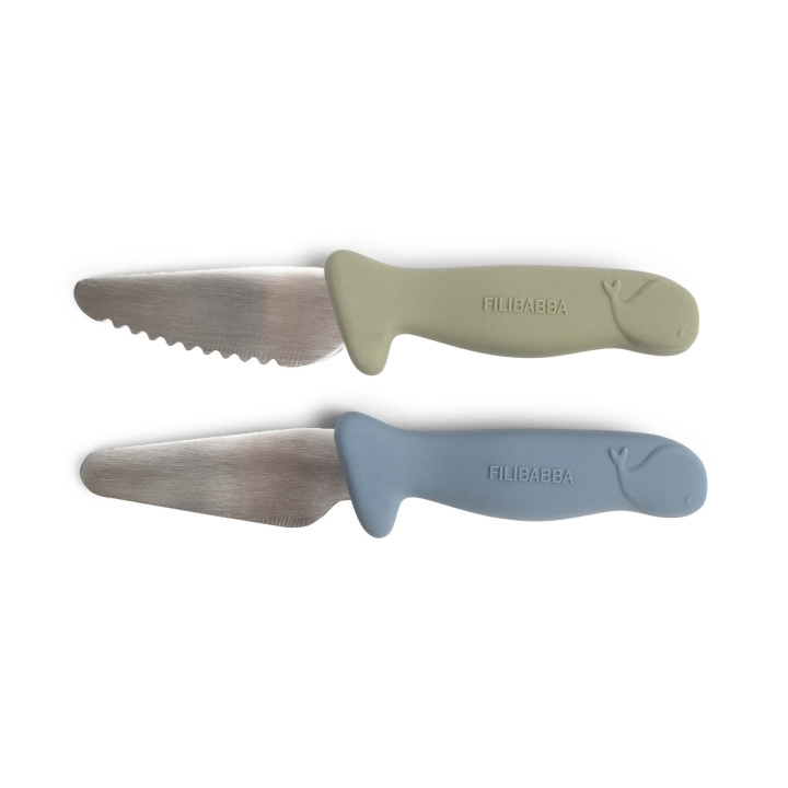 Filibabba Beginner\'s cutting knives - 2-pack - Powder Blue + Green - (FI-03337) in de groep SPEELGOED, KINDER- & BABYPRODUCTEN / Eten & Drinken / Kinderservies bij TP E-commerce Nordic AB (D04435)