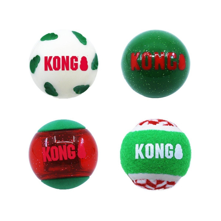 Kong Holiday Occasions Ballen 4-Pak M 25X7X7Cm in de groep HUISHOUDEN & TUIN / Huisdieraccessoires / Hond bij TP E-commerce Nordic AB (D04465)