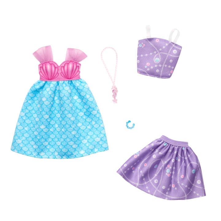 Barbie Fashion 2-pack - Zeemeermin Jurk, Paarse Top + Rok, Roze Zeepaardje Ketting, En Een Blauwe Armband (HRH44) in de groep SPEELGOED, KINDER- & BABYPRODUCTEN / Speelgoed / Docks & Accessoires bij TP E-commerce Nordic AB (D04724)