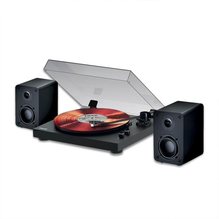 MIXX Vinylskivspelare System 5 Stereo Inkl Högtalare Svart in de groep HOME ELECTRONICS / Audio & Beeld / Thuisbioscoop, Hifi en Draagbaar / Compacte stereo- en platenspelers bij TP E-commerce Nordic AB (D05367)