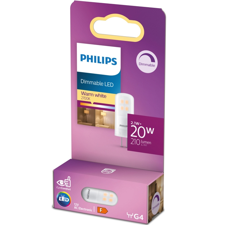 Philips LED G4 2,1W (20W) 12V 210lm Dimbar Varmvit in de groep HOME ELECTRONICS / Verlichting / LED-lampen bij TP E-commerce Nordic AB (D05494)