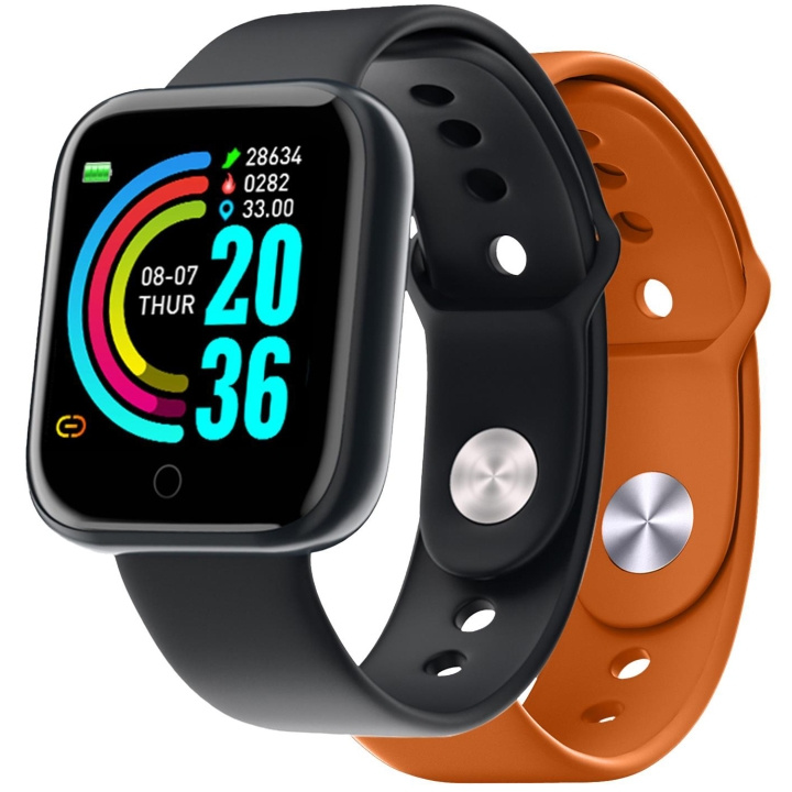 Celly Trainerbeat Smartwatch med två armband Svart + Orange in de groep SPORT, VRIJE TIJD & HOBBY / Smartwatch & Activiteitsmeters / Smartwatches bij TP E-commerce Nordic AB (D05521)