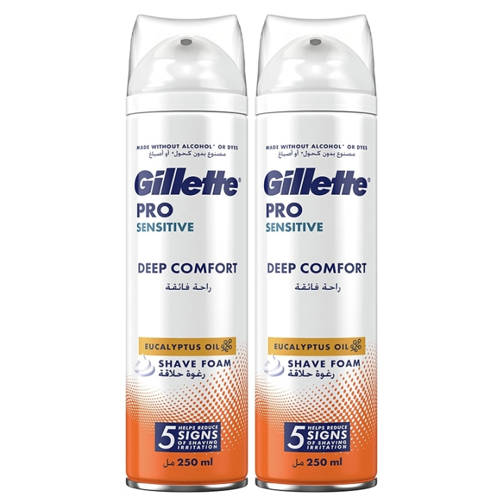 Gillette Pro Sensitive Deep Comfort Shave Foam 2x250ml in de groep BEAUTY & HEALTH / Haar & Styling / Scheren & Trimmen / Scheermessen & Accessoires bij TP E-commerce Nordic AB (D05589)