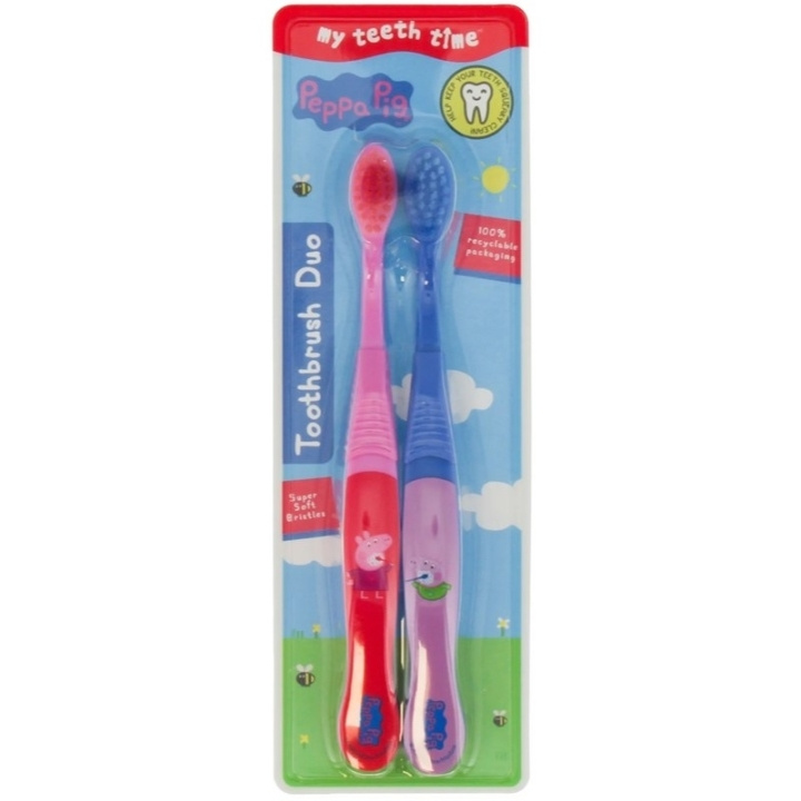 Peppa Pig Toothbrush Duo Super Soft in de groep BEAUTY & HEALTH / Mondverzorging / Elektrische tandenborstelaccessoires bij TP E-commerce Nordic AB (D05597)