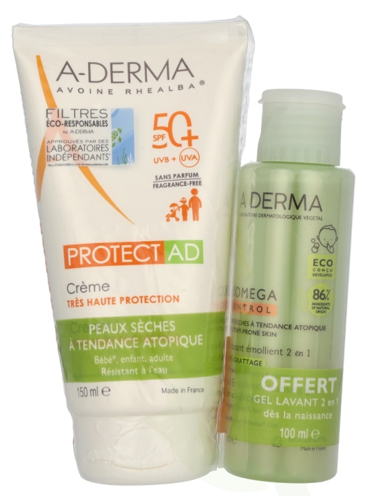 A-Derma Protect AD Cream SPF50+ Set 250 ml Cream 100ml/Gel 150ml in de groep BEAUTY & HEALTH / Huidsverzorging / Zonnebank / Zonnebescherming bij TP E-commerce Nordic AB (D06125)