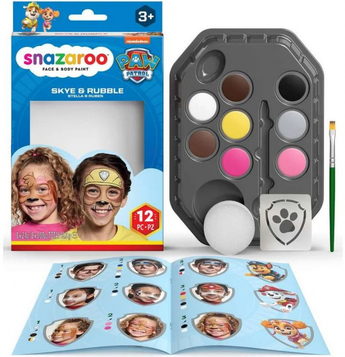 Snazaroo Paw Patrol - Make-up kleurset - Sky & Rubble (791108) in de groep SPEELGOED, KINDER- & BABYPRODUCTEN / Speelgoed / Gemaskered kostuums bij TP E-commerce Nordic AB (D06430)