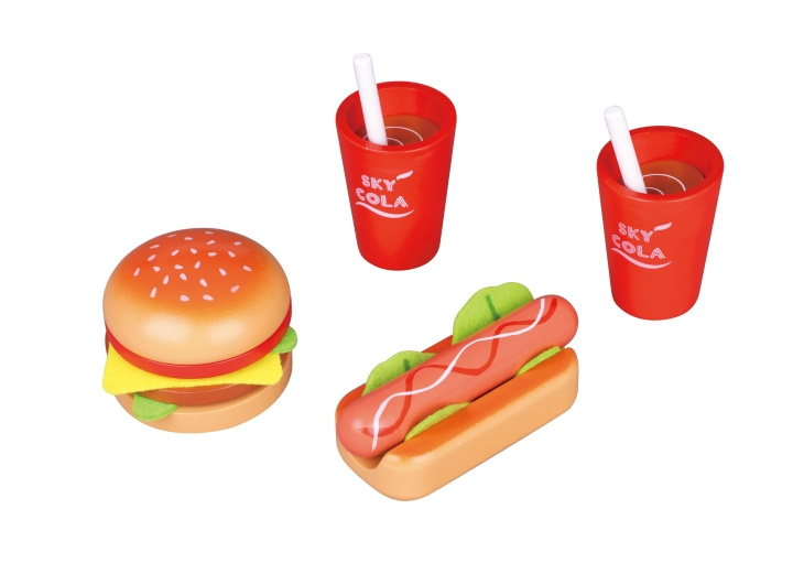 Small Wood Lunch voor twee - Hamburger en Hot Dog Set Menu (L40152) in de groep SPEELGOED, KINDER- & BABYPRODUCTEN / Speelgoed / Klein huis en rollenspel bij TP E-commerce Nordic AB (D06602)