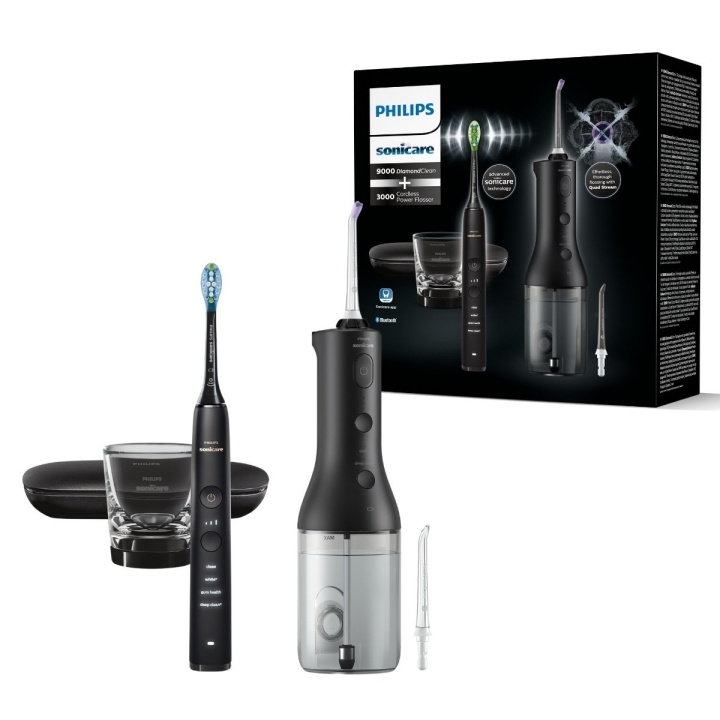 Philips Zwart snoerloos powerflosser DiamondClean 9000 (HX3886/43) in de groep BEAUTY & HEALTH / Mondverzorging / Elektrische tandenborstels bij TP E-commerce Nordic AB (D06616)