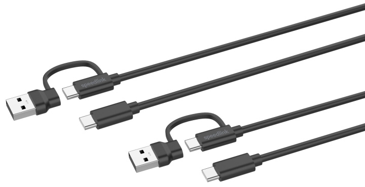 Speedlink STREAM Play & Charge USB-C/A naar USB-C kabelset, zwart in de groep COMPUTERS & RANDAPPARATUUR / Computerkabels / USB / USB-C bij TP E-commerce Nordic AB (D06677)