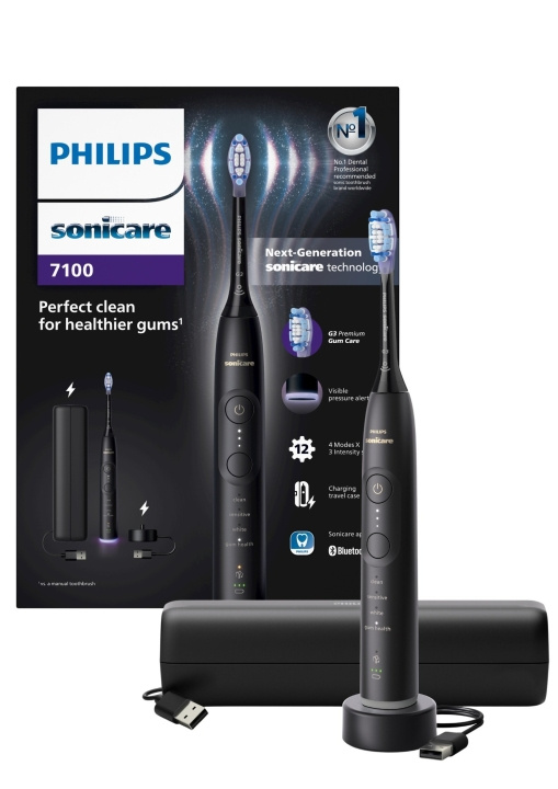 Philips Sonicare zwarte elektrische tandenborstel Series 7100 HX7421/01 in de groep BEAUTY & HEALTH / Mondverzorging / Elektrische tandenborstels bij TP E-commerce Nordic AB (D06701)