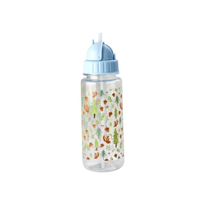 RICE Plastic Kids Drinkfles met Happy Forest print - Blauw - 500 ml in de groep SPEELGOED, KINDER- & BABYPRODUCTEN / Eten & Drinken / Kinderservies bij TP E-commerce Nordic AB (D06725)