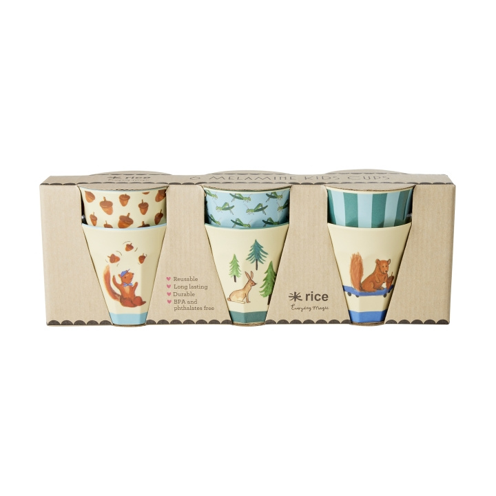 RICE Melamine Bekers met Happy Forest Prints - Blauw - Klein in de groep SPEELGOED, KINDER- & BABYPRODUCTEN / Eten & Drinken / Kinderservies bij TP E-commerce Nordic AB (D06733)