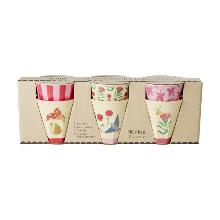 RICE Melamine bekers met Happy Forest prints - Roze - Klein in de groep SPEELGOED, KINDER- & BABYPRODUCTEN / Eten & Drinken / Kinderservies bij TP E-commerce Nordic AB (D06734)