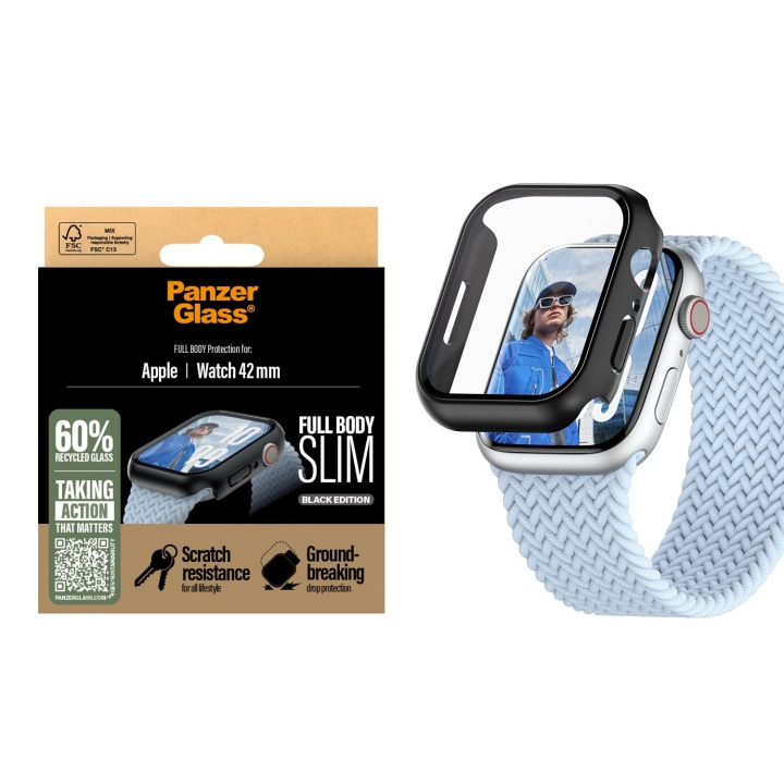 PanzerGlass Schermbeschermer - Apple Watch 10 - 41mm FullBody Slim - Zwart in de groep SPORT, VRIJE TIJD & HOBBY / Smartwatch & Activiteitsmeters / Accessoires bij TP E-commerce Nordic AB (D07013)