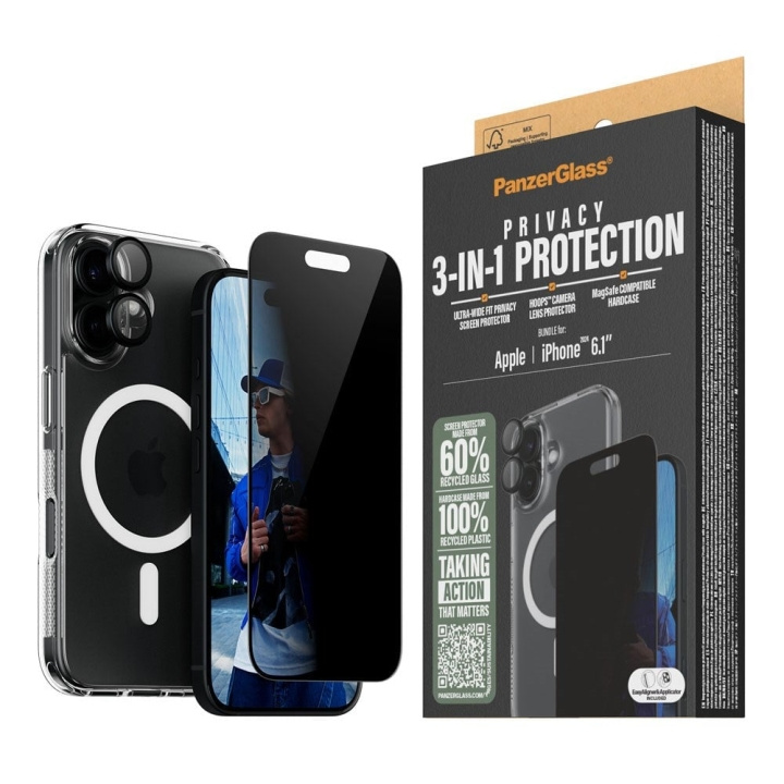 PanzerGlass iPhone 16 6.1\'\' 3-in-1 Privacy Bescherm Bundel in de groep SMARTPHONE & TABLETS / Mobielbescherming / Apple / iPhone 16 bij TP E-commerce Nordic AB (D07017)