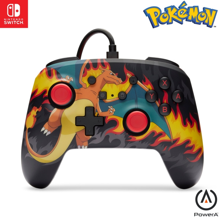 PowerA Verbeterde bedrade controller - Charizard Firestorm (Nintendo Switch) in de groep HOME ELECTRONICS / Spelconsoles en accessoires / Nintendo Switch / Accessoires bij TP E-commerce Nordic AB (D07085)