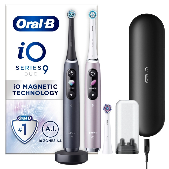 Oral B iO9 Duo Pack zwarte onyx & rozenkwarts elektrische tandenborstel in de groep BEAUTY & HEALTH / Mondverzorging / Elektrische tandenborstels bij TP E-commerce Nordic AB (D07145)