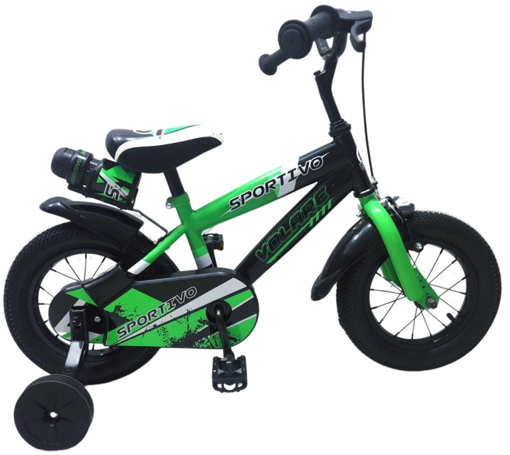 Volare Kinderfiets 12 - Groen/Zwart (31278) in de groep SPEELGOED, KINDER- & BABYPRODUCTEN / Buitenspeelgoed / Fietsen & Steppen bij TP E-commerce Nordic AB (D07193)