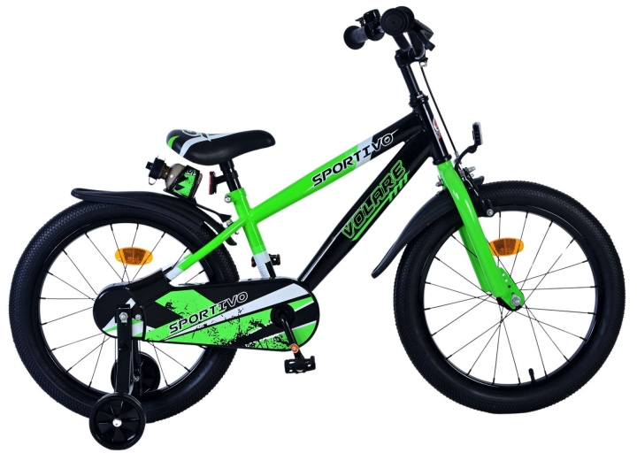 Volare Kinderfiets 18 - Groen/Zwart (31878) in de groep SPEELGOED, KINDER- & BABYPRODUCTEN / Buitenspeelgoed / Fietsen & Steppen bij TP E-commerce Nordic AB (D07228)