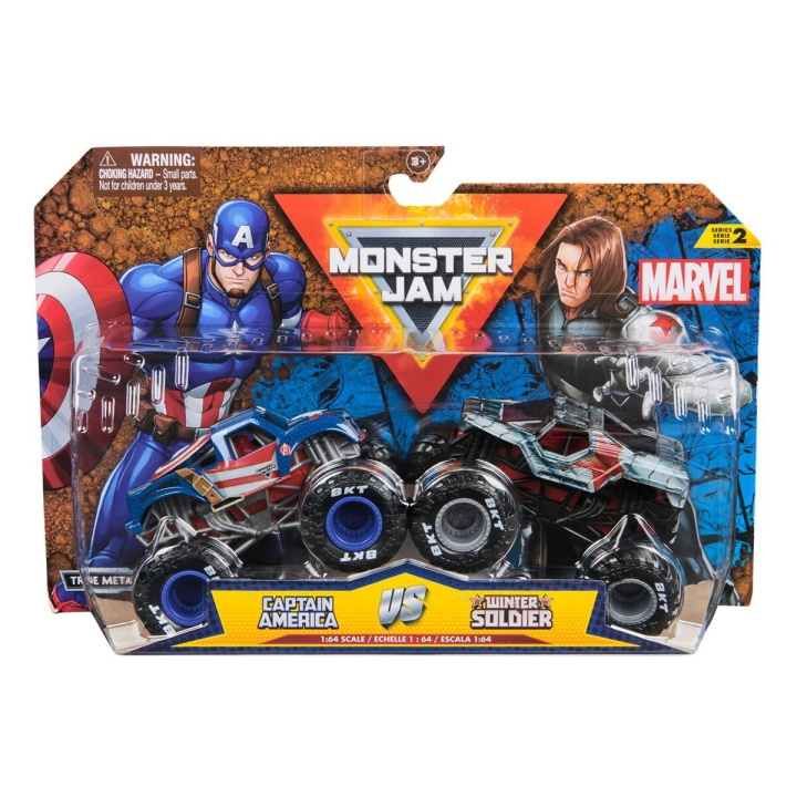 Monster Jam 1:64 Marvel 2 Pack - Captain America vs. Winter Soldier in de groep SPEELGOED, KINDER- & BABYPRODUCTEN / Speelgoed / Speelgoedauto\'s bij TP E-commerce Nordic AB (D07332)