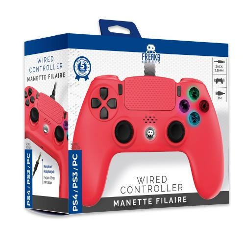 Trade Invaders Bedrade controller voor PS4 met 3M kabel - Rood in de groep HOME ELECTRONICS / Spelconsoles en accessoires / Sony PlayStation 4 bij TP E-commerce Nordic AB (D07503)