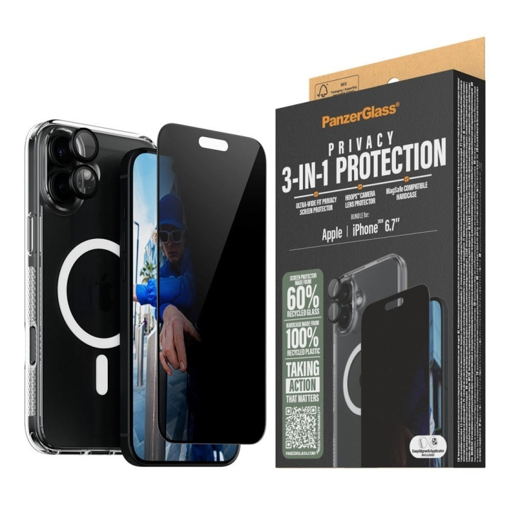 PanzerGlass iPhone 16 Plus 6,7\'\' 3-in-1 Privacy Protect Bundel in de groep SMARTPHONE & TABLETS / Mobielbescherming / Apple / iPhone 16 bij TP E-commerce Nordic AB (D07528)