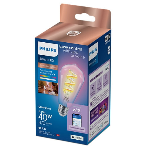 WiZ Philips - Heldere 40W ST64 E27 gloeilamp - Elegantie in verlichting in de groep HOME ELECTRONICS / Verlichting / LED-lampen bij TP E-commerce Nordic AB (D07568)