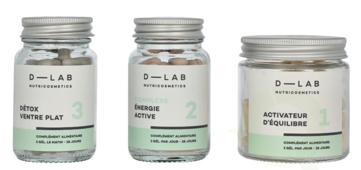 D-Lab Nutricosmetics D-Lab Ventre Plat Set 3 piece Complexe Energie Active 28 caps/Activateur D\'Equilibre 28 caps/Detox Ventre Plat 28 caps in de groep BEAUTY & HEALTH / Gezondheidszorg / Overige bij TP E-commerce Nordic AB (D07927)