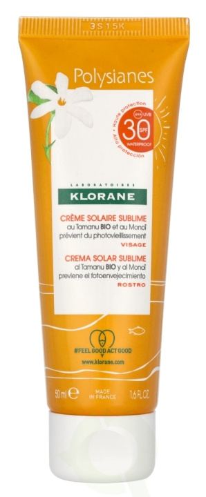 Klorane Polysianes Solar Sublime Face Sun Cream SPF30 50 ml in de groep BEAUTY & HEALTH / Huidsverzorging / Zonnebank / Zonnebescherming bij TP E-commerce Nordic AB (D08154)