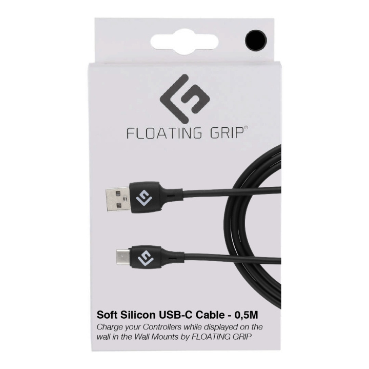 FLOATING GRIP 0,5M Silicone USB-C-kabel (Zwart) in de groep COMPUTERS & RANDAPPARATUUR / Computerkabels / USB / USB-C bij TP E-commerce Nordic AB (D08485)