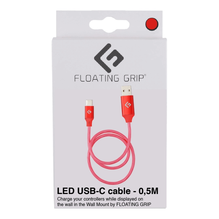 FLOATING GRIP 0,5M LED USB-C-kabel (Rood) in de groep COMPUTERS & RANDAPPARATUUR / Computerkabels / USB / USB-C bij TP E-commerce Nordic AB (D08486)