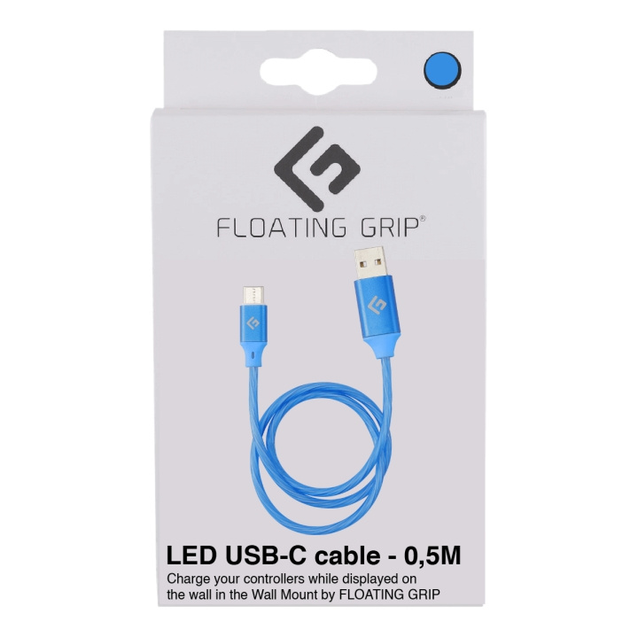 FLOATING GRIP 0,5M LED USB-C-kabel (Blauw) in de groep COMPUTERS & RANDAPPARATUUR / Computerkabels / USB / USB-C bij TP E-commerce Nordic AB (D08487)