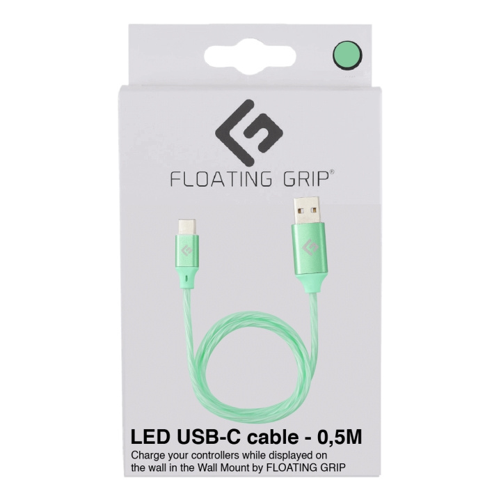 FLOATING GRIP 0,5M LED USB-C-kabel (Groen) in de groep COMPUTERS & RANDAPPARATUUR / Computerkabels / USB / USB-C bij TP E-commerce Nordic AB (D08488)