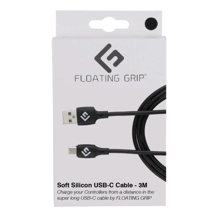 FLOATING GRIP 3M Silicone USB-C-kabel (Zwart) in de groep COMPUTERS & RANDAPPARATUUR / Computerkabels / USB / USB-C bij TP E-commerce Nordic AB (D08500)